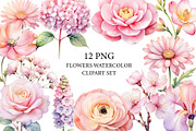 Wedding Watercolor Flowers Clipart., a Decorative Illustration by kaisorn (Thumbnail 1 of 5)