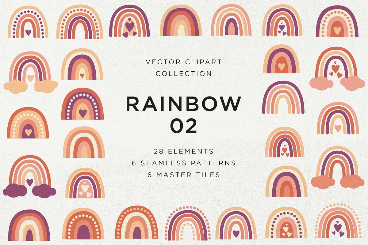Rainbow Elements & Patterns Bundle, a Decorative Illustration by Olga Begak Art & Design (Photo 5 of 17)