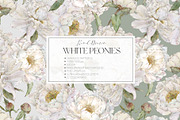 White Peonies Watercolor Collection, a Pattern Graphic by Alisa Fimen Design (Thumbnail 3 of 13)