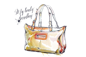 Watercolor Painting Of Purse, Sac