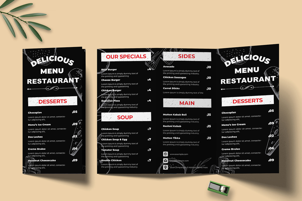 Restaurant Food Menu Layout