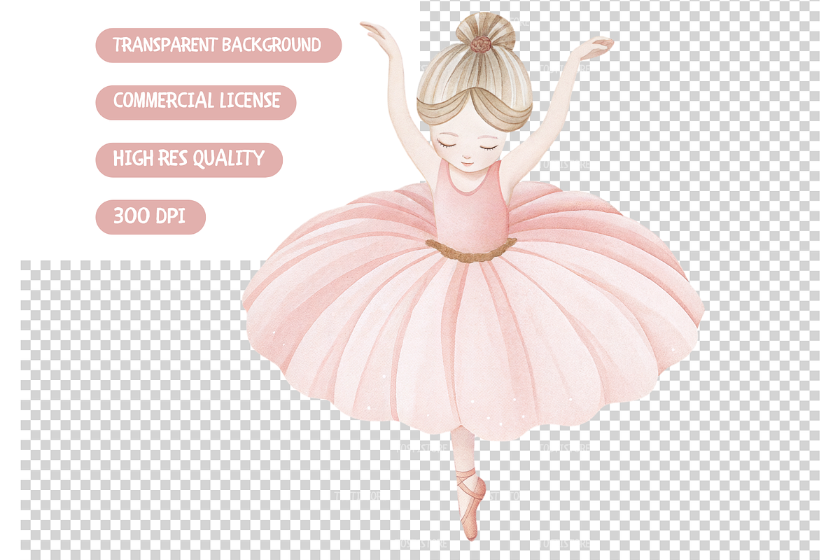 Tiny Ballerina Clipart Set, an Illustration by TatiMockup (Photo 6 of 6)