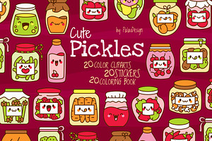 Cute Kawaii Pickles Jars Characters, an Object Illustration by Palau