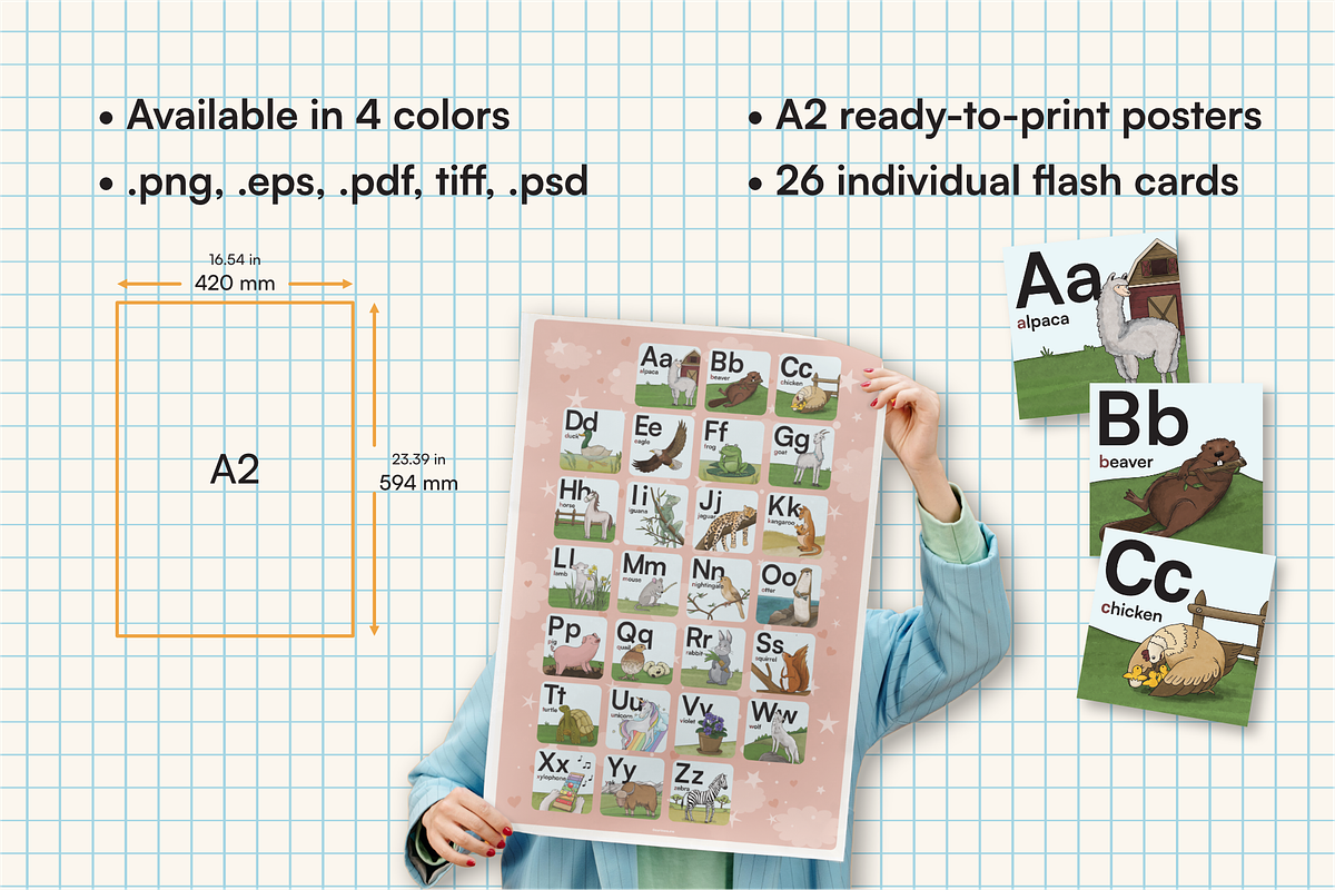 Printable Animal Alphabet For Kids, an Education Illustration by Curiouss (Photo 6 of 10)