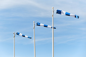 Three windsocks at airport, a Transportation Photo by BOOCYS