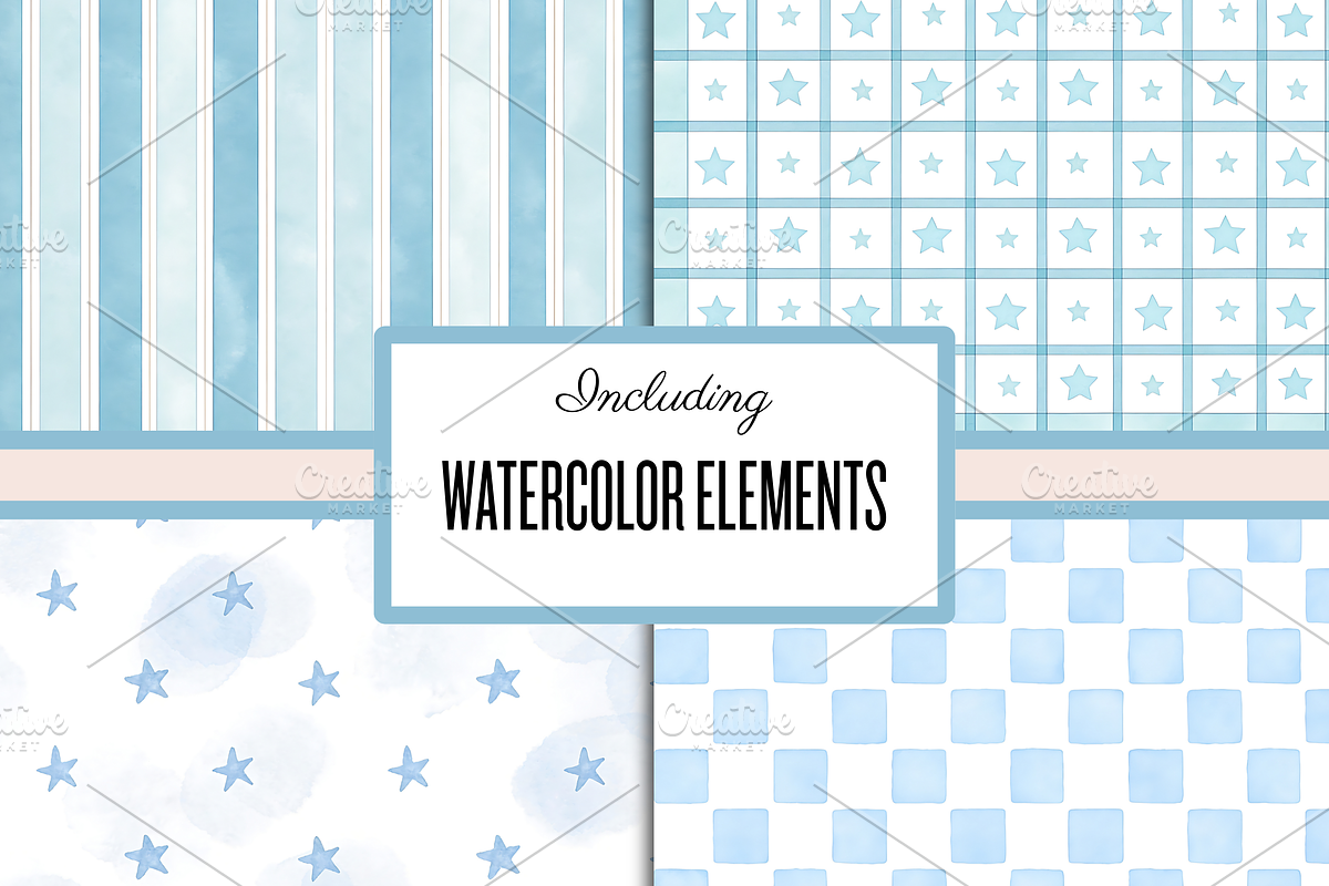 Blue Baby Shower Digital Paper, a Pattern Graphic by Neon Studio (Photo 2 of 6)