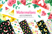 Watermelons Clipart & Patterns, a Food Illustration by Valin Malin (Thumbnail 1 of 14)