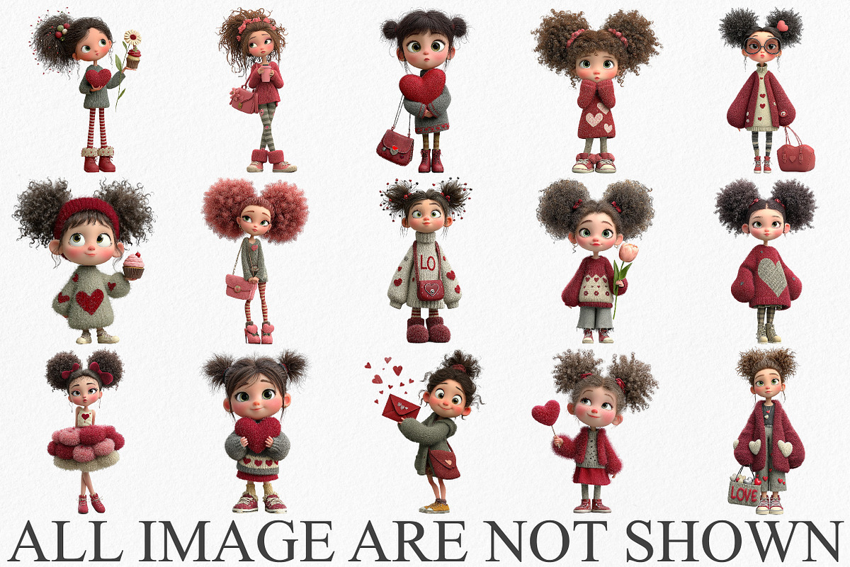 Quirky Valentine Day Girl Clipart, an Illustration by Canvas Craft (Photo 3 of 6)