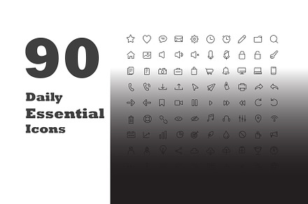 90-Daily-Essential-Icons file, an Outline Icon by PremiumMockup