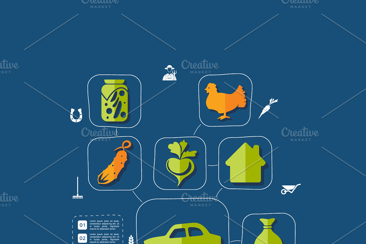 9 AGRICULTURE flat infographics, a Presentation Template by Palau (Photo 4 of 5)