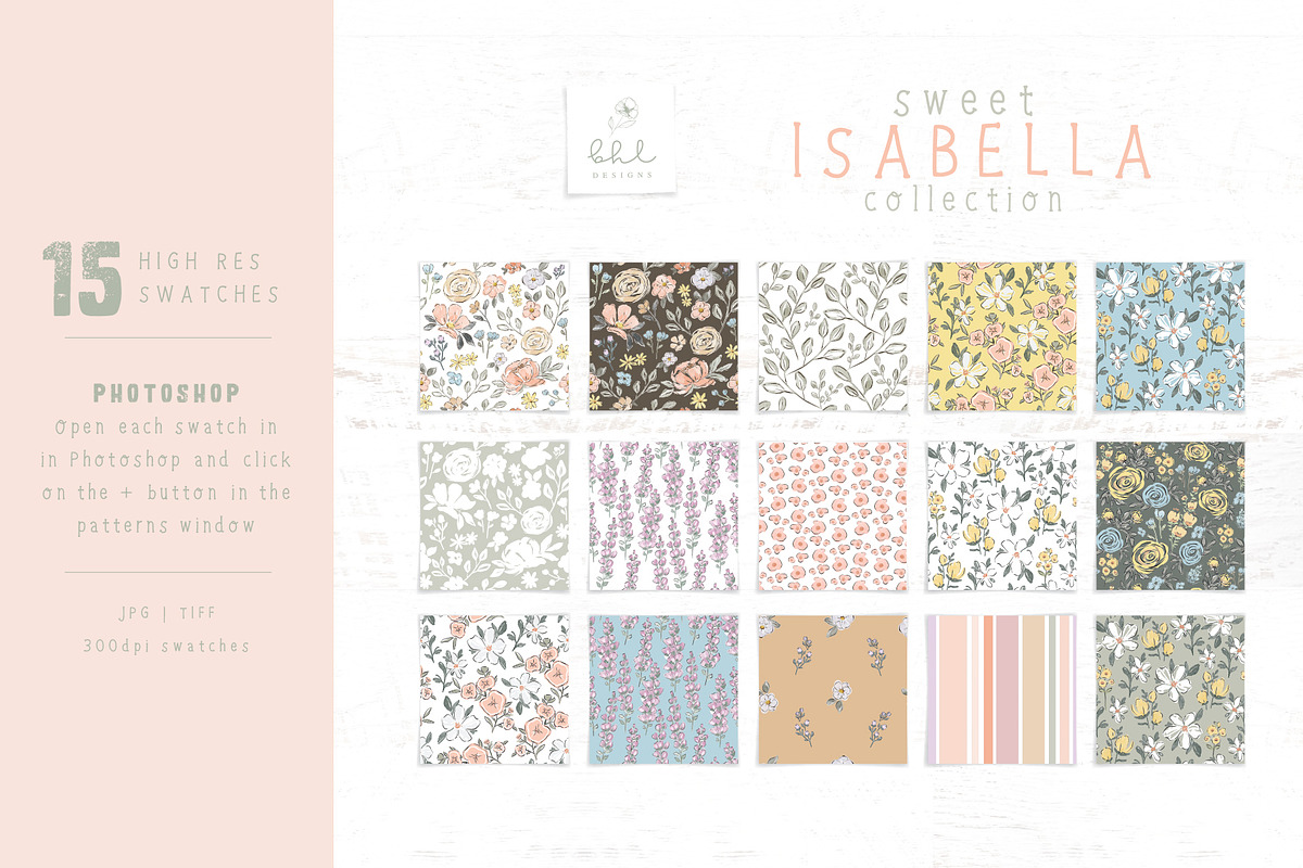 Watercolour Floral Seamless Patterns, a Pattern Graphic by bhldesigns (Photo 2 of 10)
