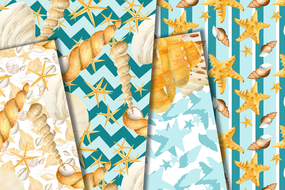 Seashell paper pack, a Pattern Graphic by DarinaDigital (Photo 4 of 4)