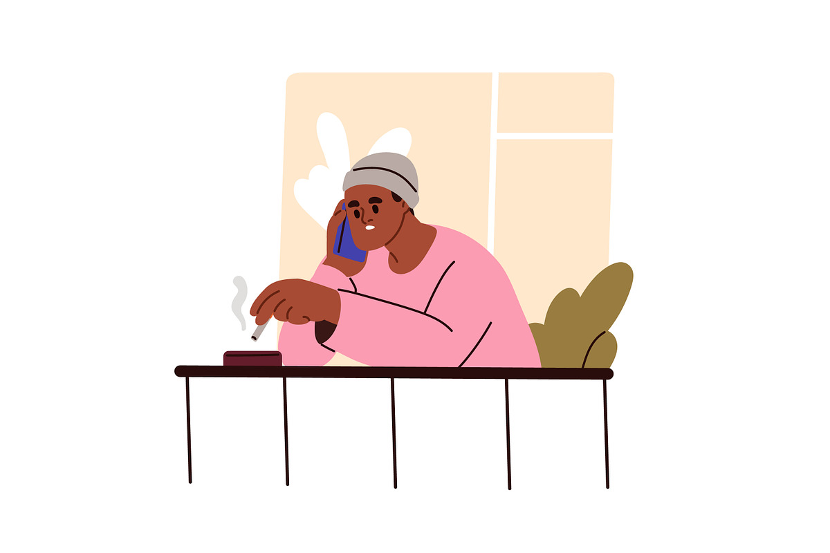 People smoking cigarettes set, a Person Illustration by Good Studio (Photo 5 of 8)