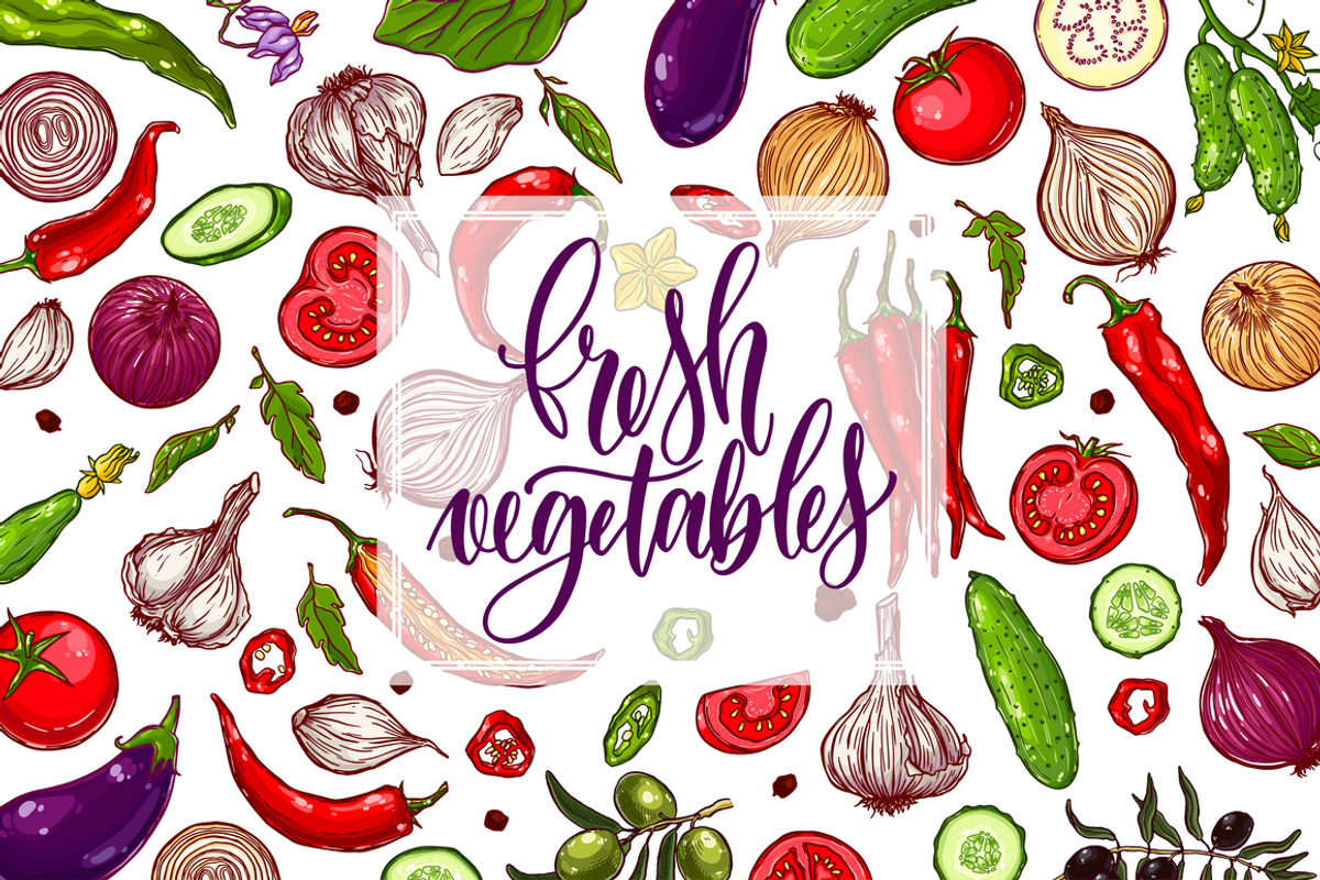 Vegetable set (+patterns and cards), a Food Illustration by rubinat (Photo 1 of 8)