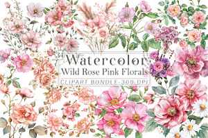 Summer Wild Rose Pink Florals, an Illustration by Libby Wishes