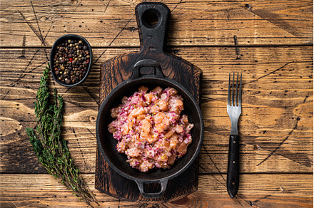Tartar or tartare with salmon fish
