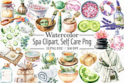 Watercolor Spa Clipart, Self Care Pn, an Illustration by Libby Wishes (Thumbnail 1 of 7)