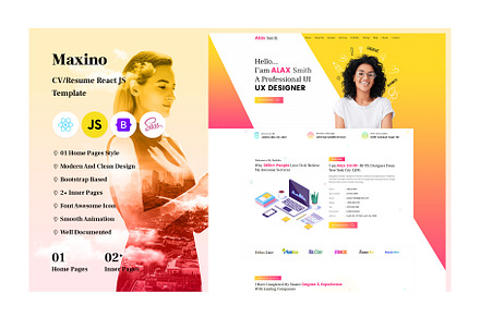 Personal CV/Resume React JS Template, a Landing Page Template by CodexCoder Themes