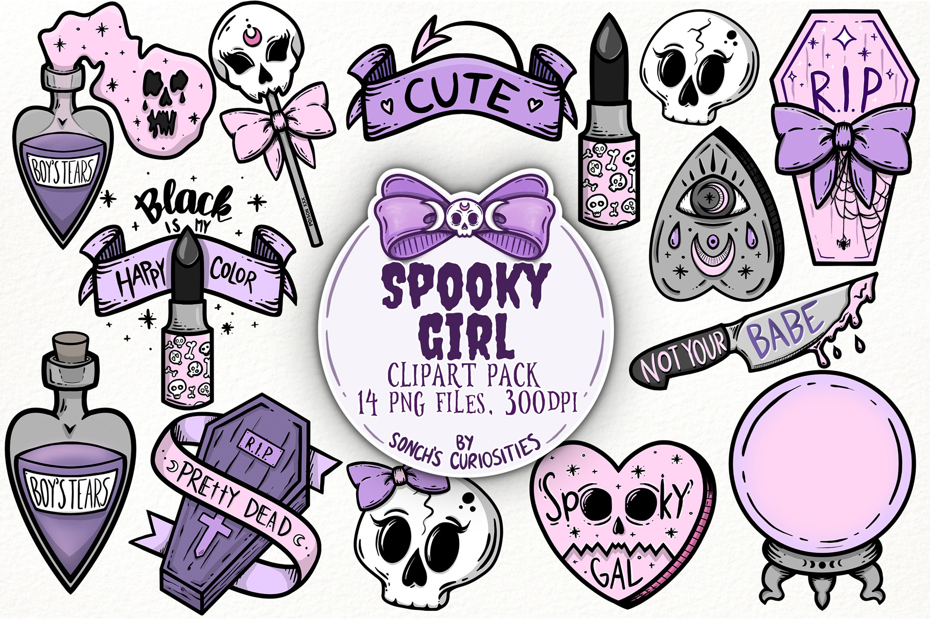 Spooky Girl Clipart, Pastel goth PNG, an Illustration by Sonch' s ...