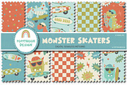 Monster skaters clipart & patterns, an Illustration by Poppymoondesign (Thumbnail 2 of 5)