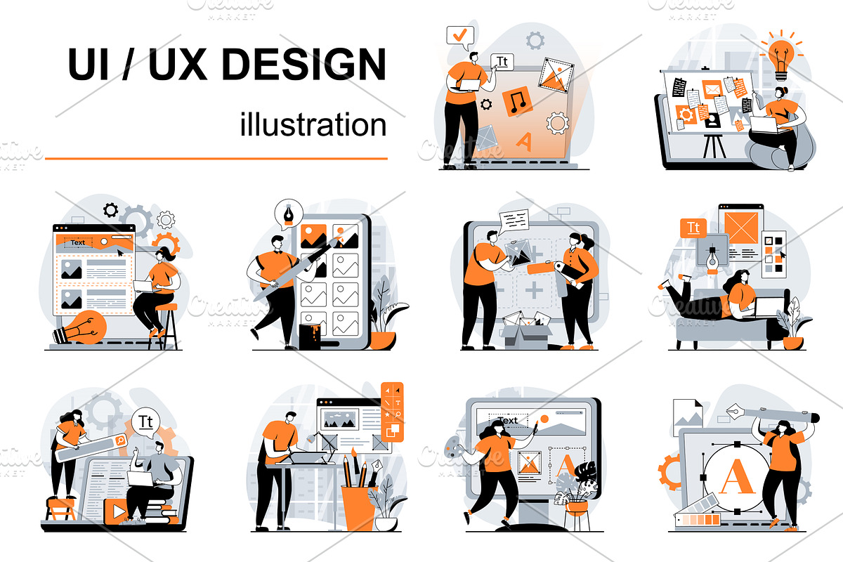 UI UX Design Web Illustrations, a Templates & Theme by alexdndz