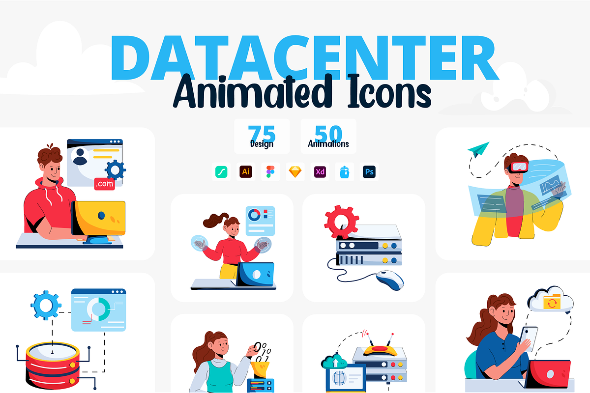 Animated Data Center Icons, a Duotone Icon by Prosymbols (Photo 1 of 14)