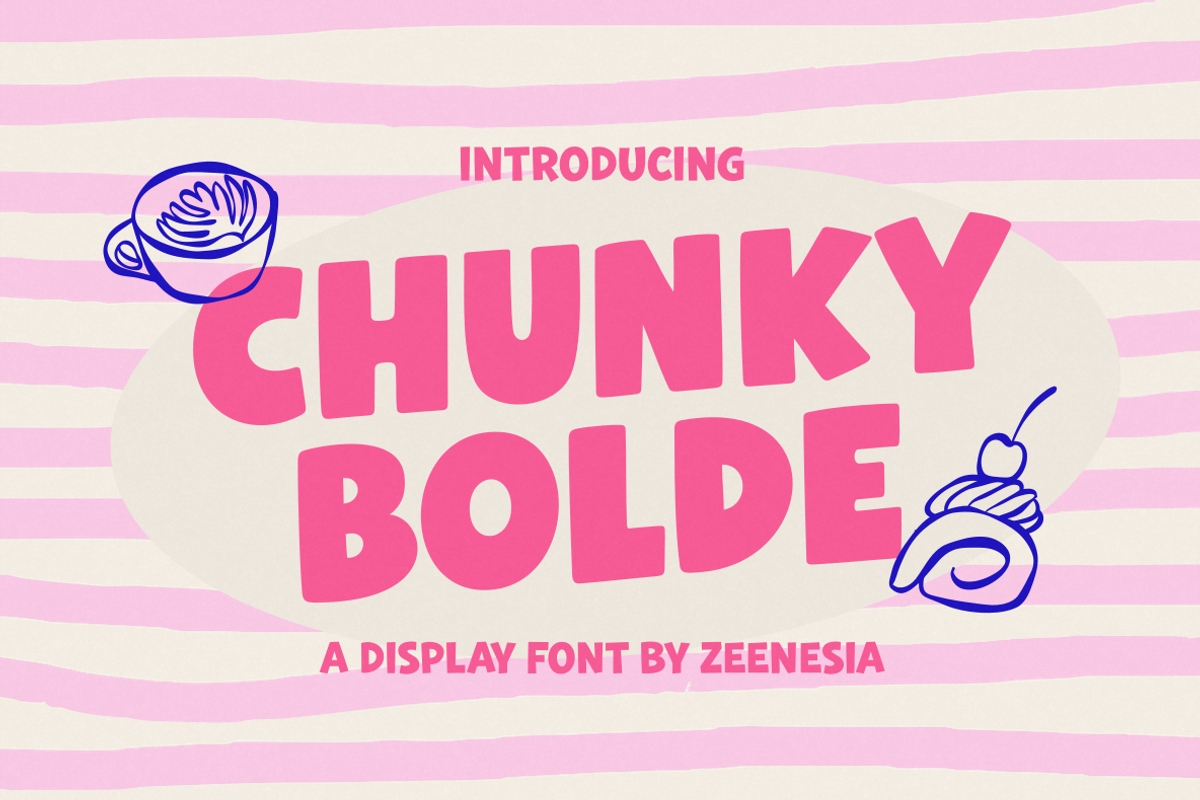 Chunky Bolde, a Sans Serif Font by zeenesia (Photo 1 of 9)
