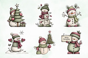Whimsical Christmas Snowman Clipart, an Illustration by Creative Art (Thumbnail 5 of 8)
