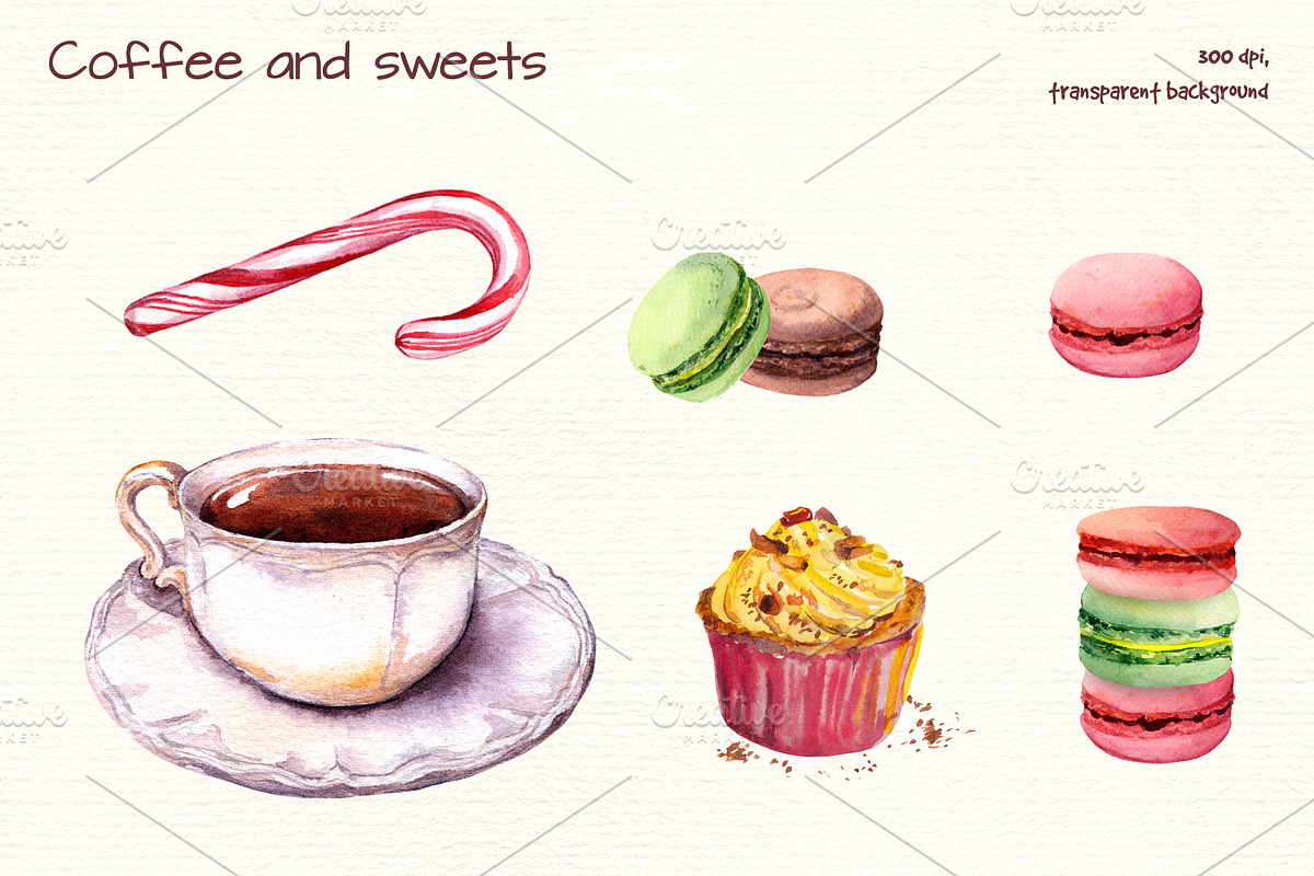 Christmas sweets watercolor set, a Decorative Illustration by Where summer is (Photo 3 of 7)