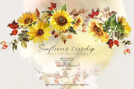 Sunflowers autumn floral collection