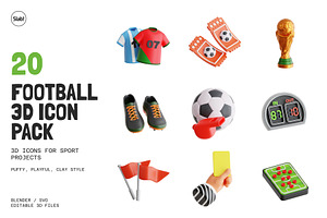 Football 3D Icon Pack, an Object 3D Model by SLAB! Design
