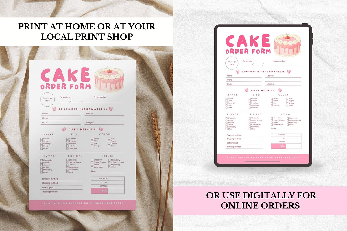 Cake Order Form Editable Template preview 3