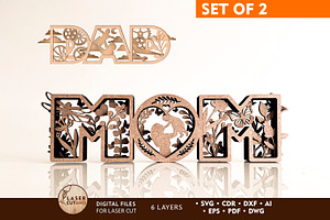 MOM and DAD SET Myltilayer Templates, a Templates & Theme by LaserCutano