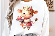 Quirky Valentine Funny Cow Clipart, an Illustration by SinaCreation (Thumbnail 9 of 11)