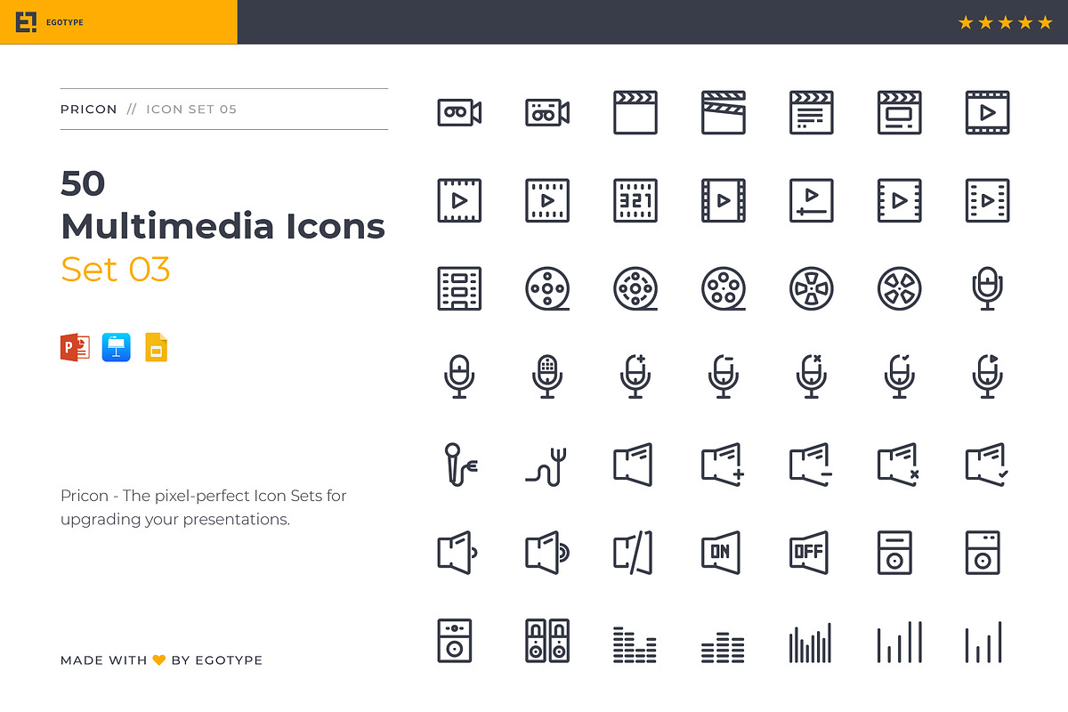 Pricon - Multimedia Icon Set 03, a Presentation Template by Egotype (Photo 1 of 7)