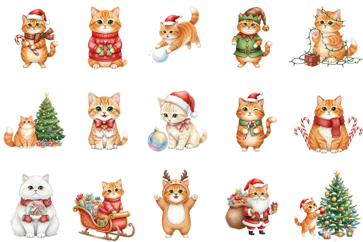 Quirky Christmas Cats Sublimation, an Illustration by Designking (Photo 3 of 5)
