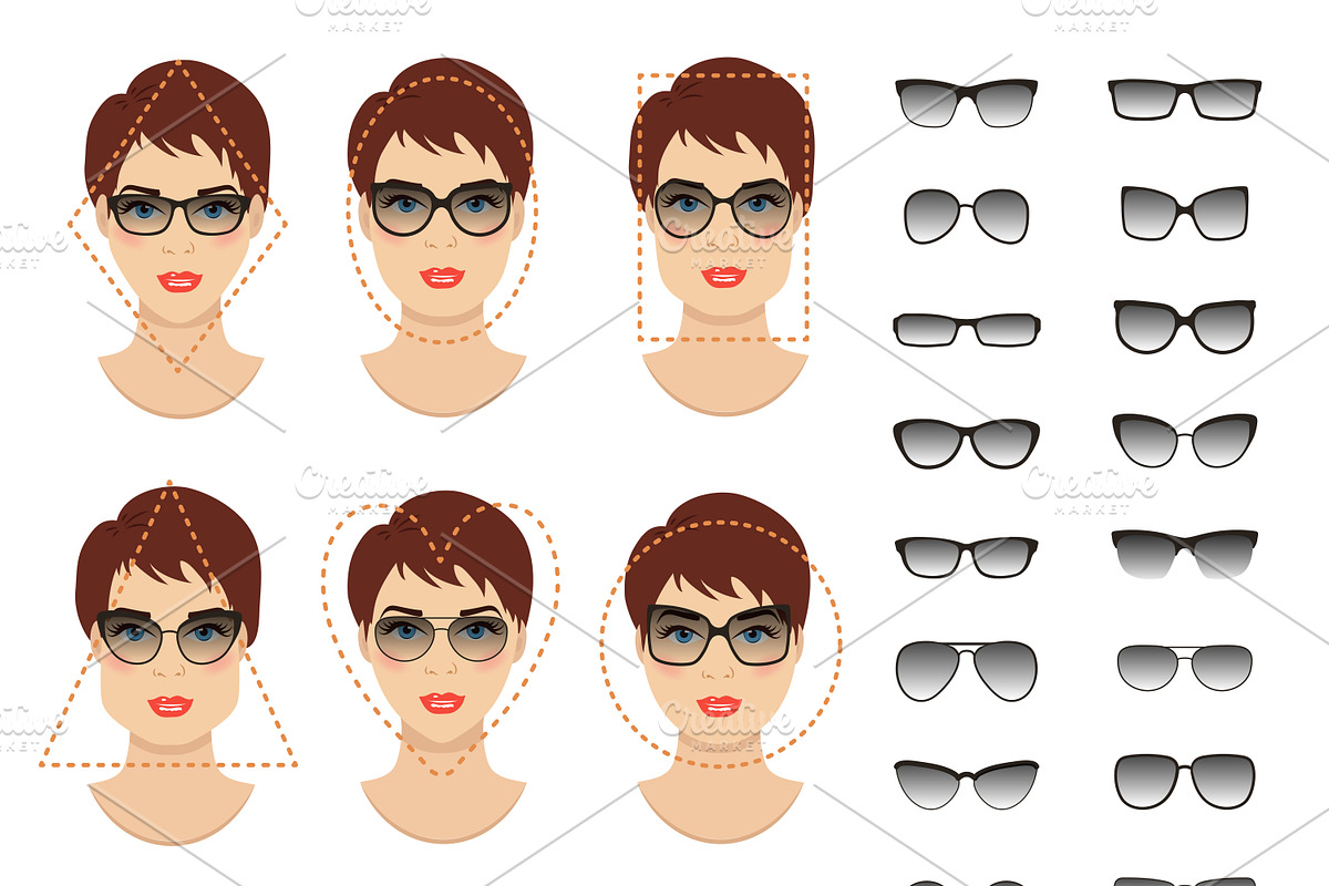 Woman sunglasses shapes. 9 faces., a Graphic by Cheremuha