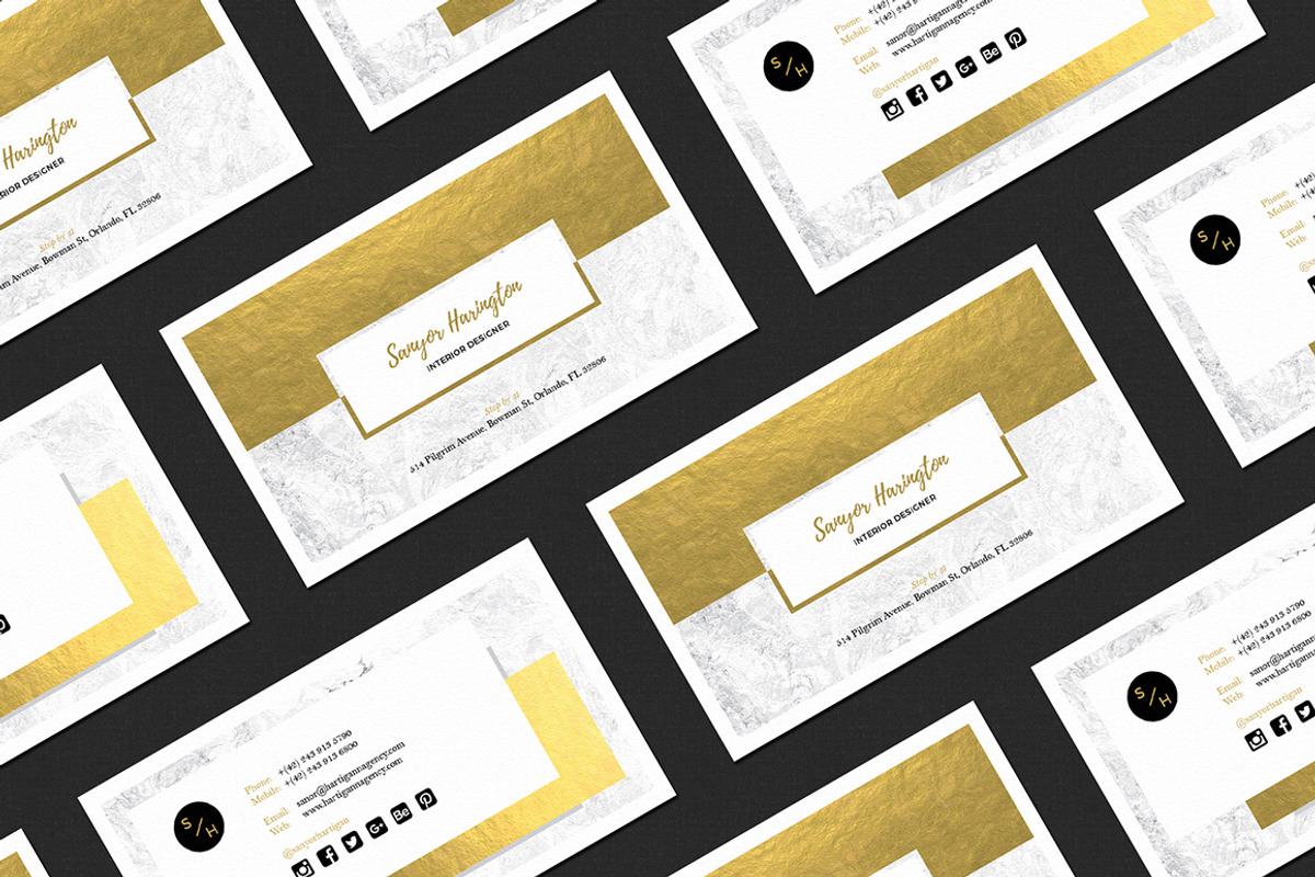 Gold marble business card, a Business Card Template by GraphicsEgg (Photo 3 of 4)