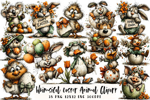 Whimsical Easter Animal Clipart, an Illustration by OK Design