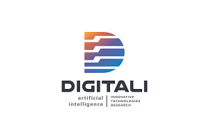 Striped Letter D Tech Logo