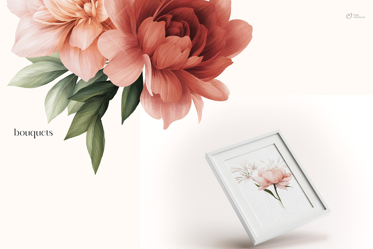 Flowers collection, floral clipart, an Illustration by ollalya (Photo 2 of 14)