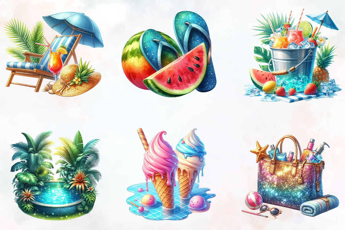 Summer Pool Party Clipart, an Illustration by RobertsArt (Photo 7 of 7)
