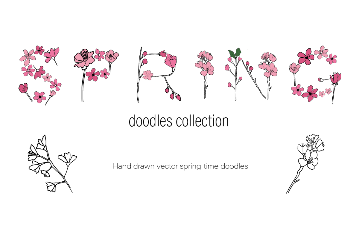 Spring blossoms doodles, a Decorative Illustration by Emjwalker (Photo 1 of 3)