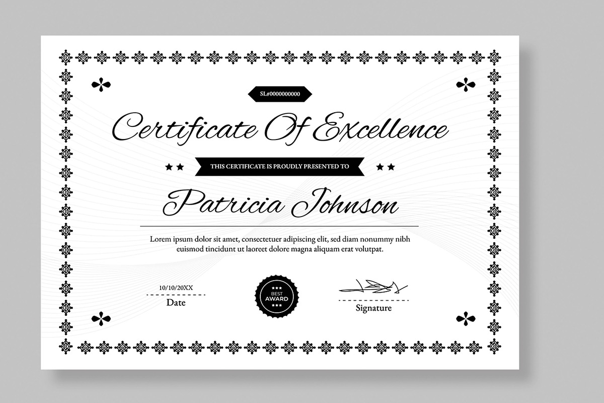 Certificate of Achievement Layout, a Stationery Template by MightyDesign (Photo 2 of 6)