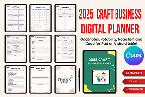 2025 Digital Craft Business Planner, a Stationery Template by Designmela01
