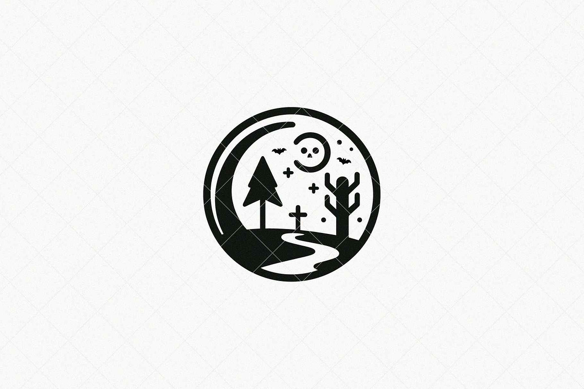 Spooky Landscape Emblem, a Seasonal Illustration by Vectorium Studio (Photo 3 of 3)