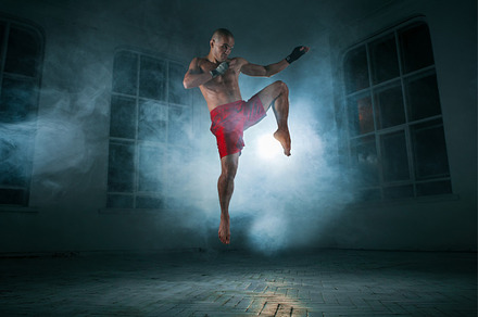 The young man kickboxing in blue smoke stock photo containing boxing and, a Sports & Recreation Photo by Volodymyr Melnyk