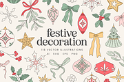 Festive Decor Vector Illustrations, a Decorative Illustration by Emma Webb Studio (Thumbnail 1 of 10)