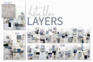 Dusty Blue Layers, a Decorative Illustration by rileyBgraphics