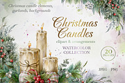 Christmas Candles Clipart., a Decorative Illustration by VetaDesign (Thumbnail 1 of 7)